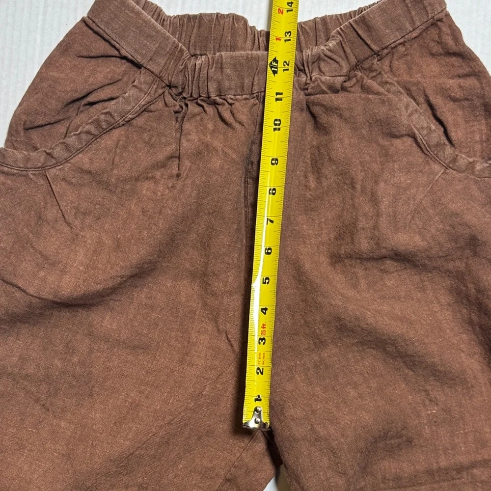 No. 6 Store 100% Linen Rust Brown Loungewear Jogger Pants Oversized Comfy Size 2 - Picture 5 of 10